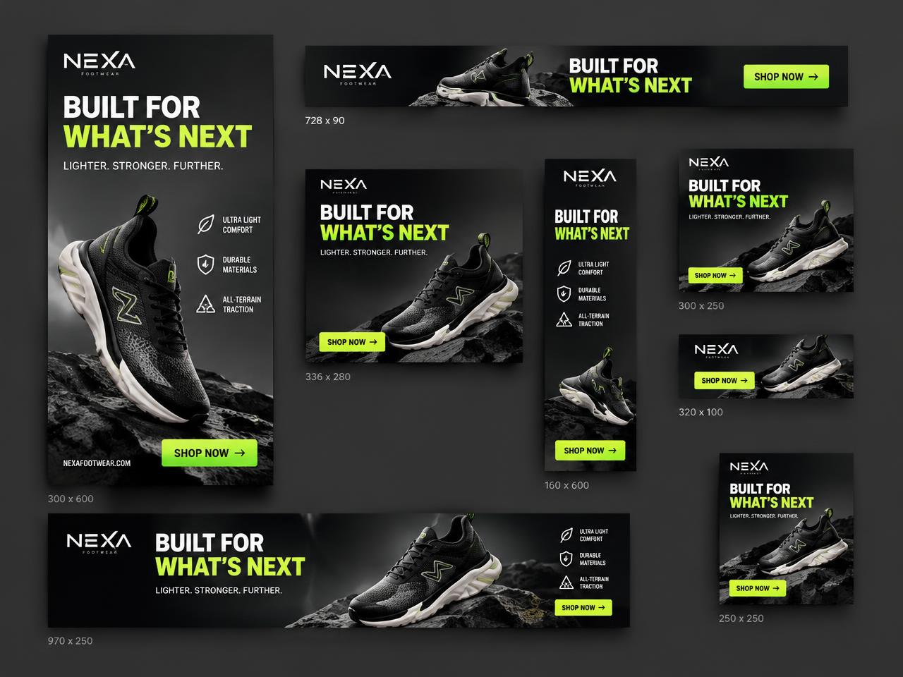 Display ad set — Nexa Footwear (concept)