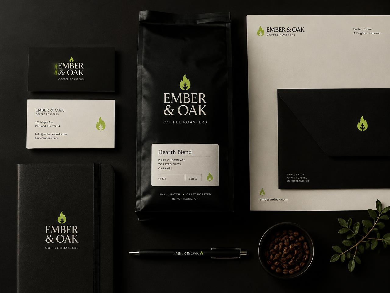 Roastery identity — Ember & Oak (concept)